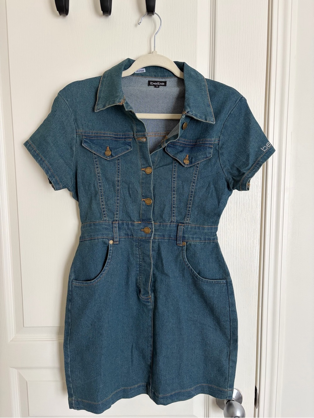 Bebe Denim Shirt Dress | Button Front | Stretch Denim | Size Small
